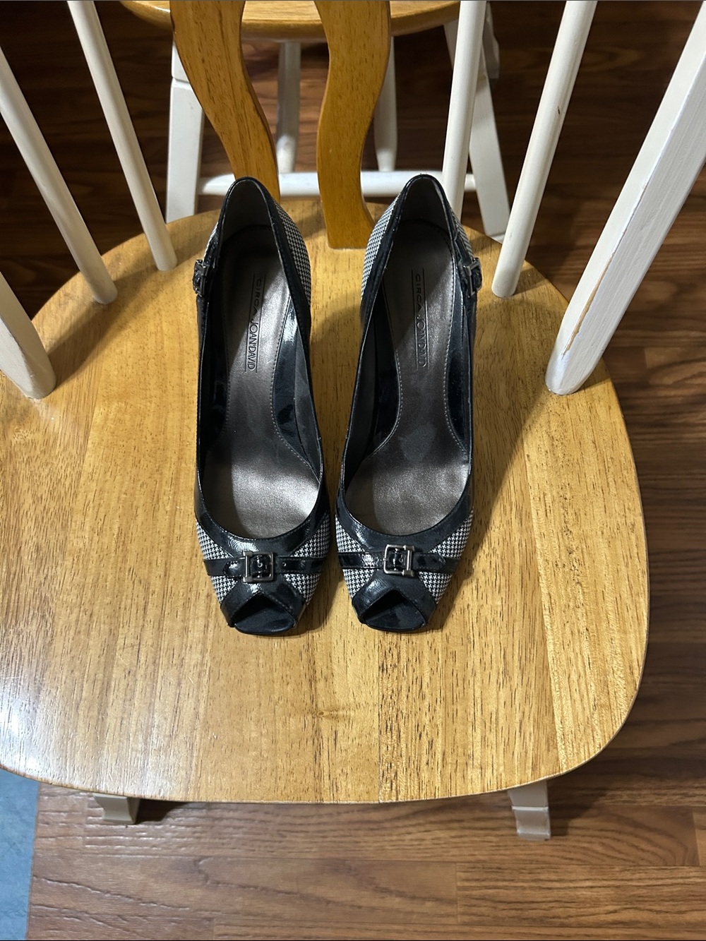Classic Black Peep-Toe Heels with Buckle Accent